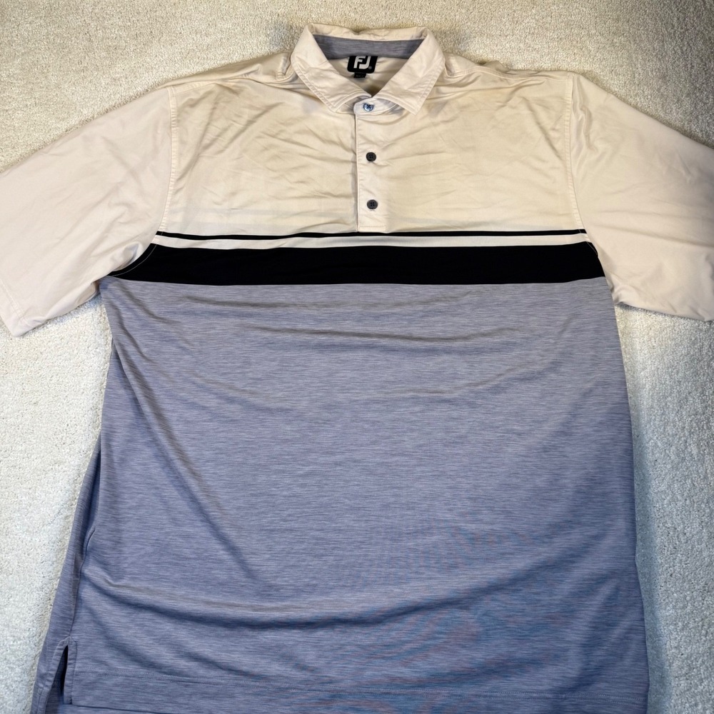 FootJoy Golf Polo Shirt XXL Mens Performance Black Stripe Athletic‎ Top